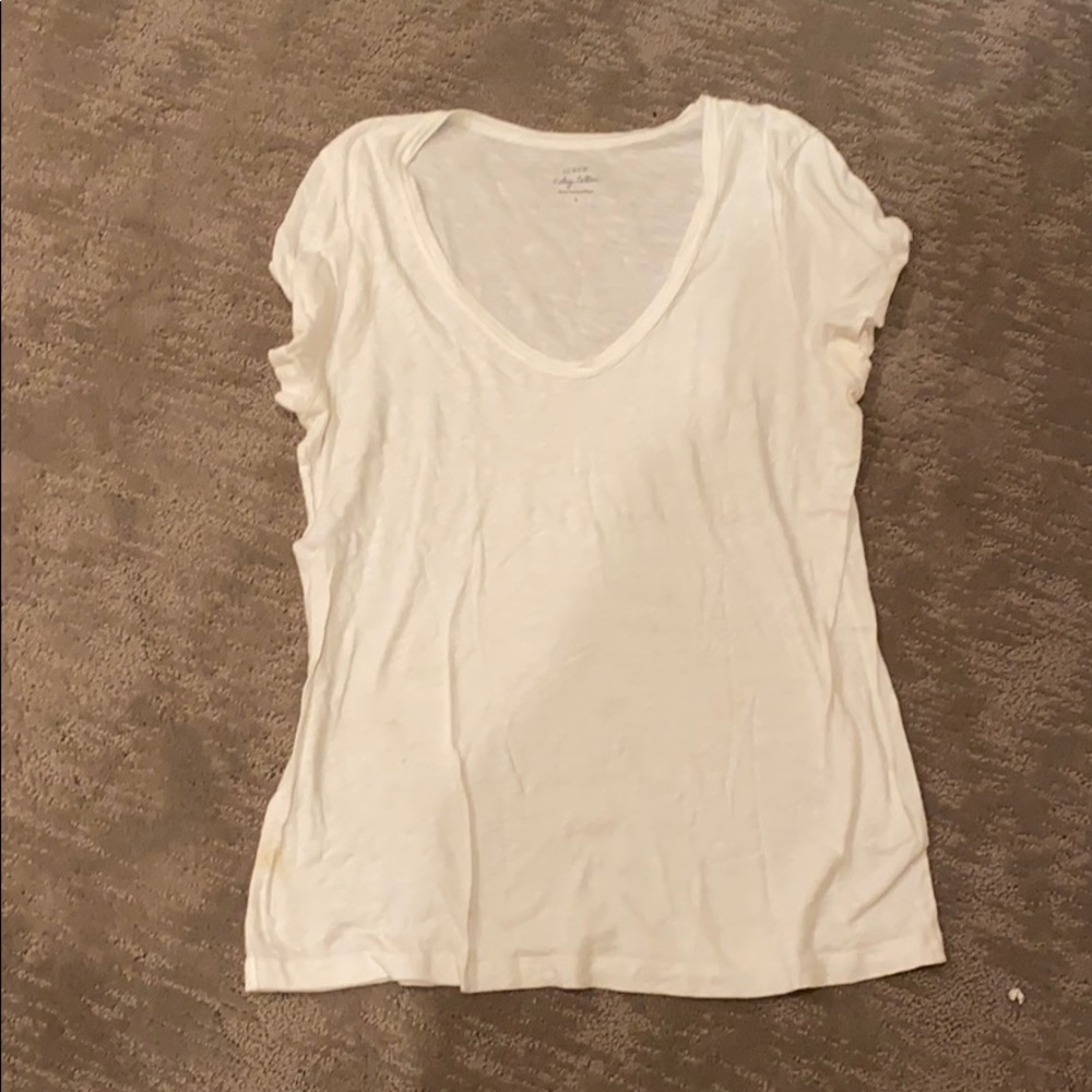 JCrew Vintage Cotton Wash White V Neck Tee- Large
